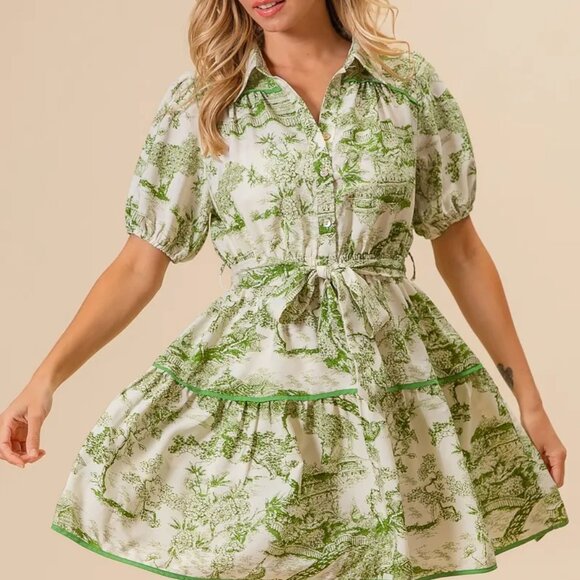 BiBi Woven Printed Tiered Dress - Picture 1 of 16